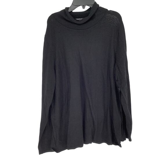 Eileen Fisher Women's Plus 1X Black Merino Wool Mock Neck Tunic Sweater K28-13 - Picture 1 of 6